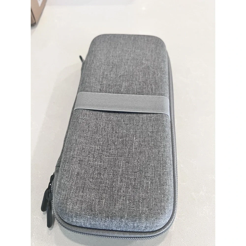UNBRANDED-Hardshell Zipper Calculator Case Gray Double Pocket Inside.